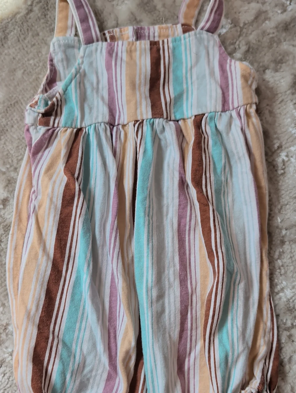 Carter's Striped Romper in Teal, Brown, Cream & Lavender